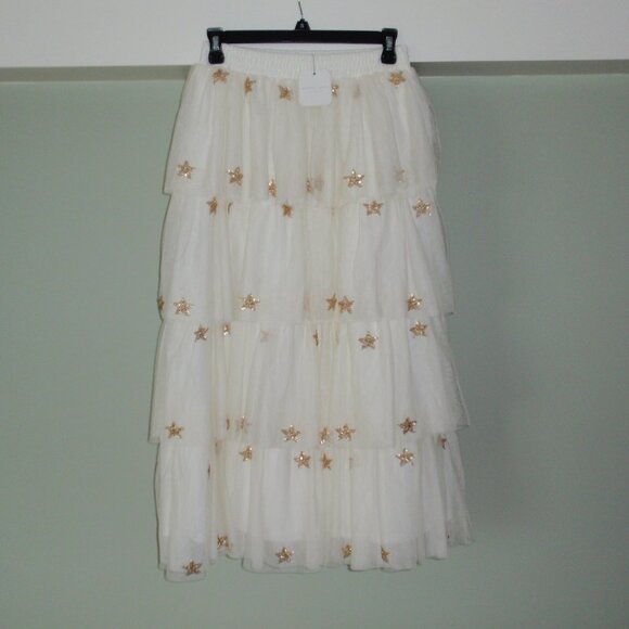NWT Altar’d State Stars Tulle Tiered Ruffle Midi Fellyn Ballerina Skirt Sz M - Picture 10 of 15